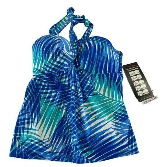 Coco Reef Womens Ocean Blue Five Way Convertible Blue Tankini Top 32C‎ 34C New - Picture 12 of 13